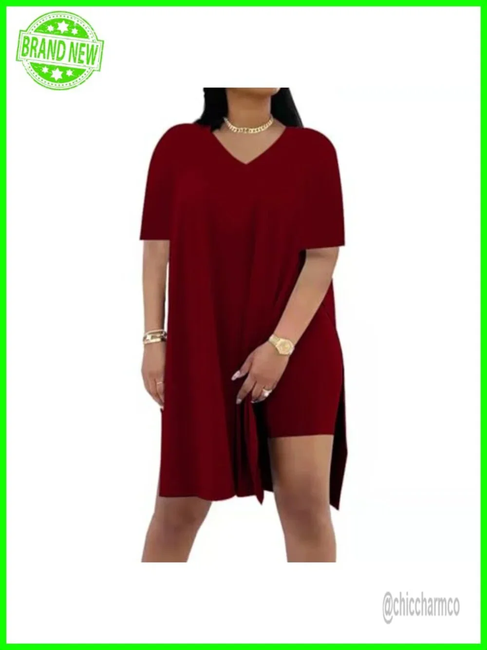 Plus Size 2 Piece Outfits Short Sleeve Tunic Tops Bodycon Biker Shorts Set